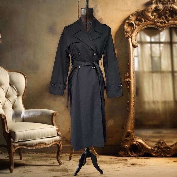 MANGO • Black Angela Trench Coat Winter Rain Jacket Work Classic - Picture 13 of 13